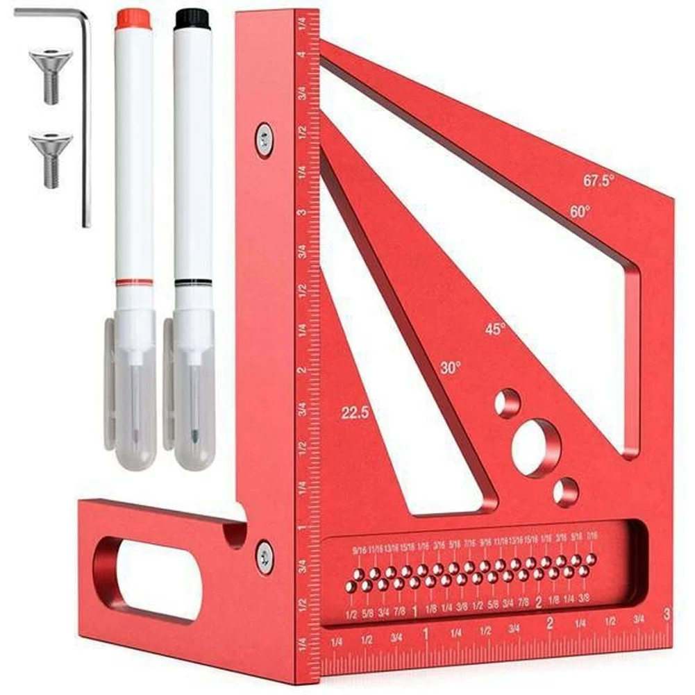 Workshop Marking Tools - Red 3D Multi Angle Measuring Ruler